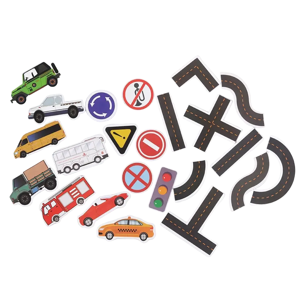 Stick & Drive 23pc Bath Wall City Traffic Road Puzzle Set