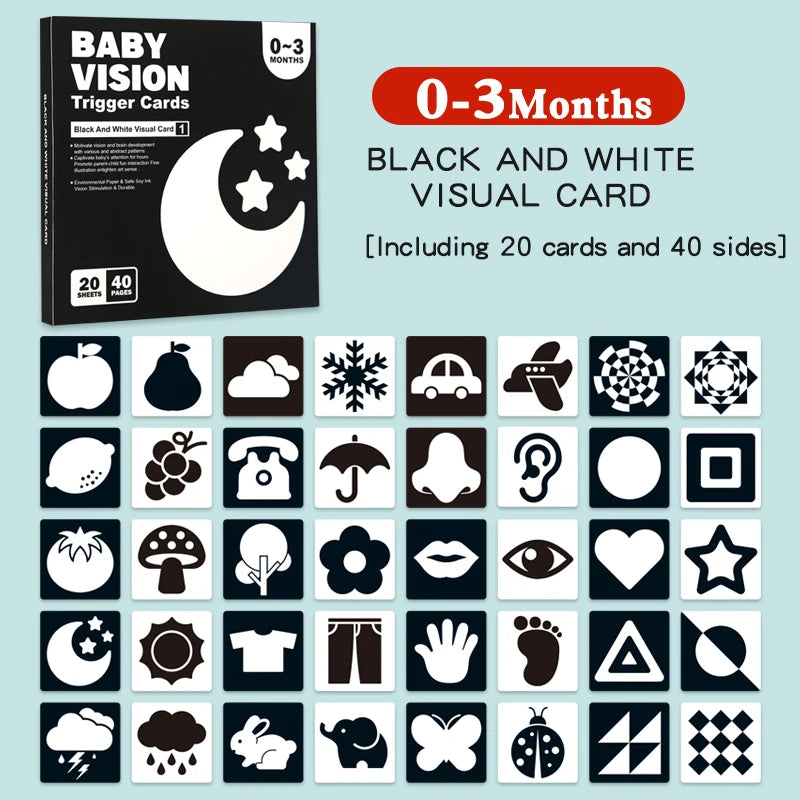 Montessori High Contrast Flash Cards | Visual Stimulation Cards for Newborns & Babies