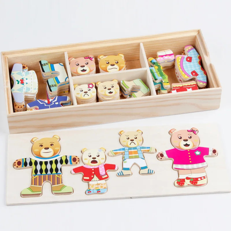 Wooden Little Bear Dressing Puzzle