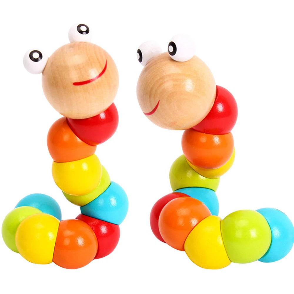 Wiggle & Learn Montessori Wooden Caterpillar Puppet Toy Set