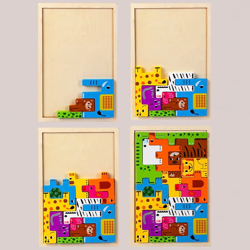 Little Explorers Montessori Wooden Block Puzzle