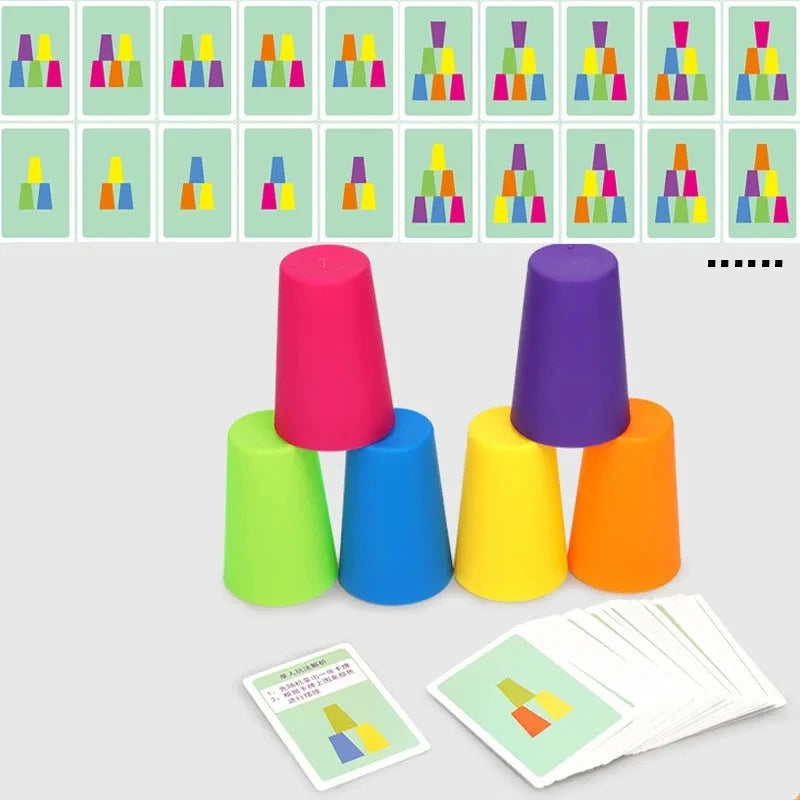 Stack & Think Mini Cup Color Logic Cognition Card Game Set