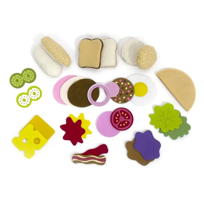 Wonder Bites 28pc Felt Food Burger & Sandwich Play Set