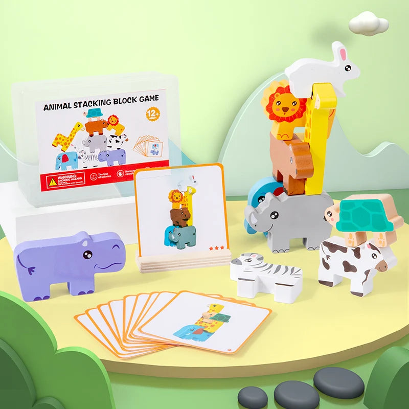 Little Balancers Wooden Animal Shape Match Balance Stack Puzzle