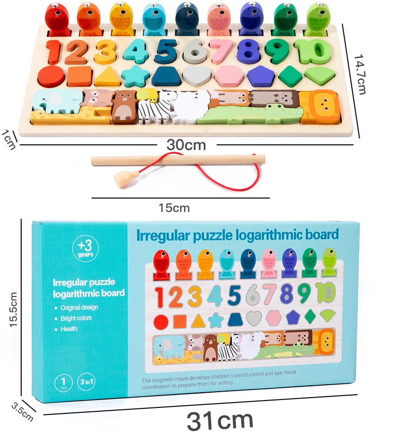 Wonder Match Montessori Wooden Shape Number Matching Busy Board