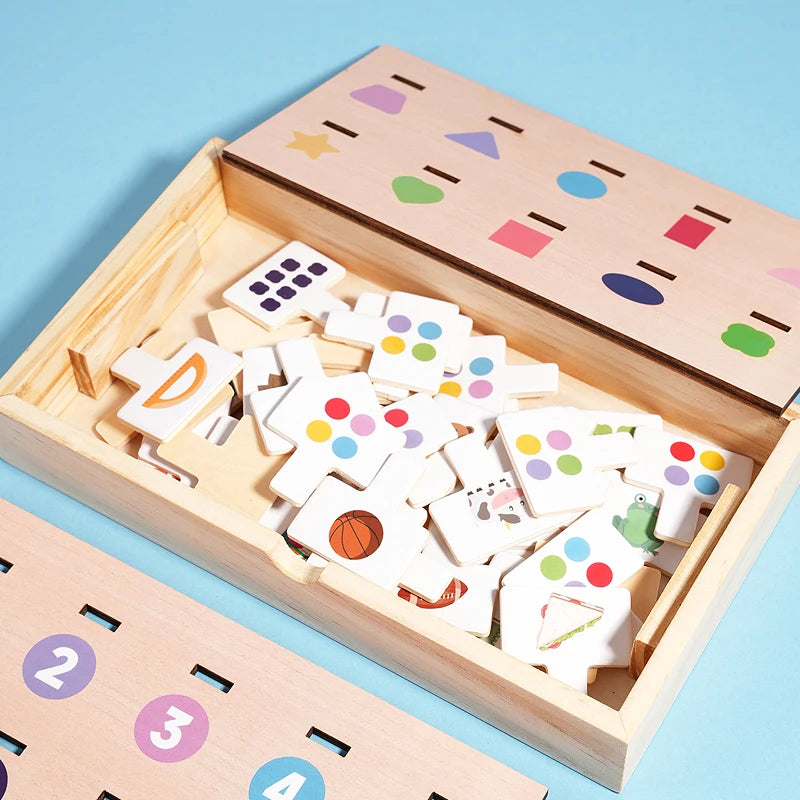 Match Wooden Pattern Shape Puzzle Game Box