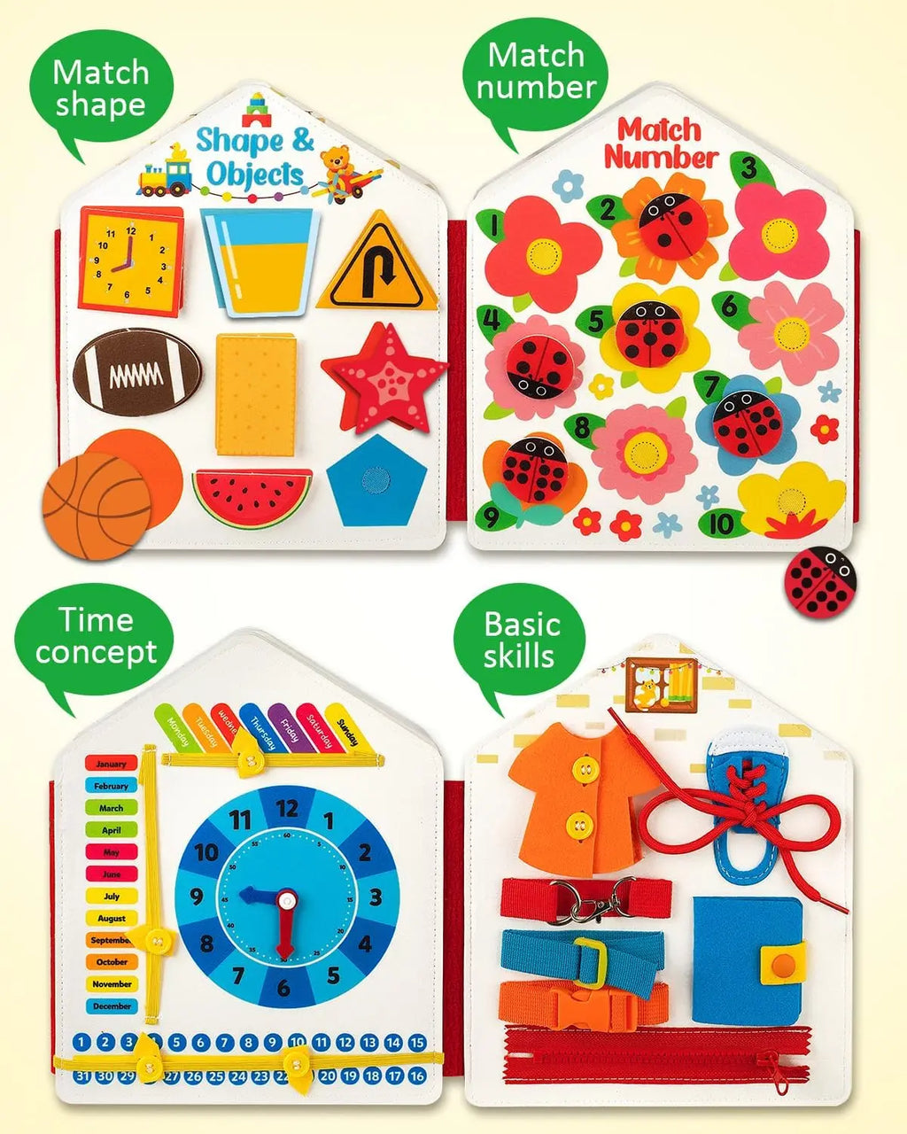 Montessori Sensory Busy Book Binder Fine Motor Set