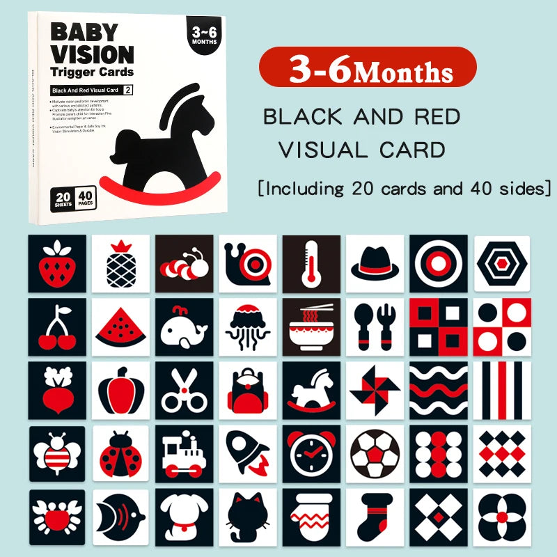 Montessori High Contrast Flash Cards | Visual Stimulation Cards for Newborns & Babies