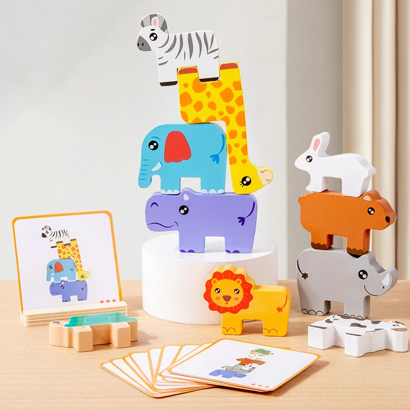 Little Balancers Wooden Animal Shape Match Balance Stack Puzzle