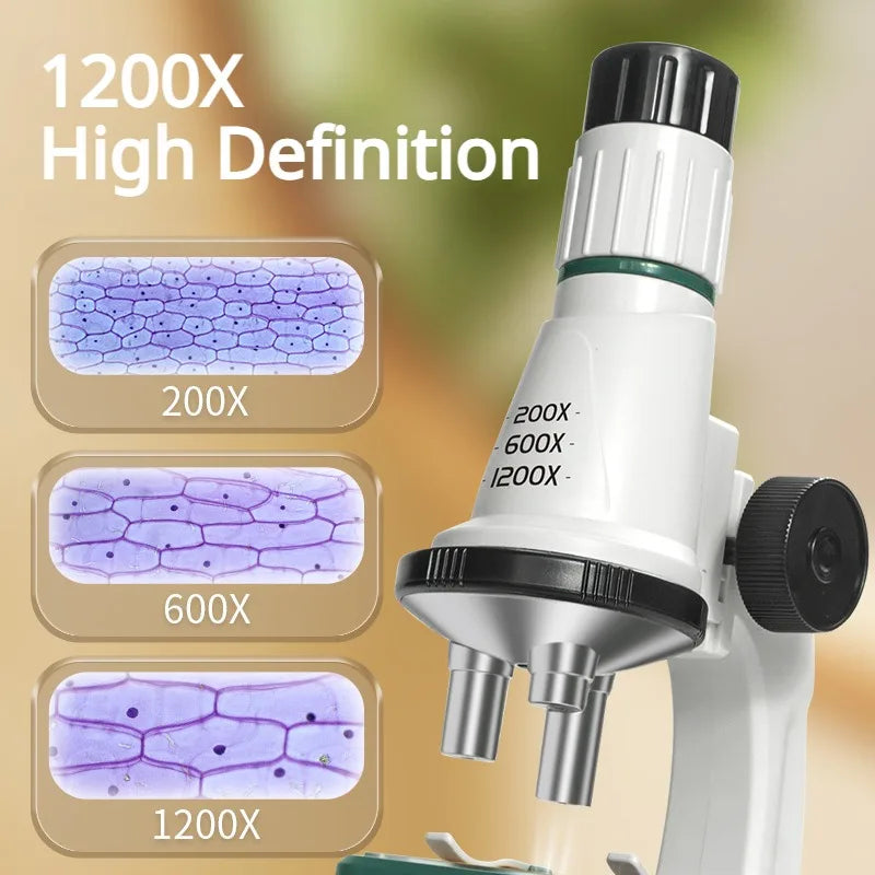Wonder Scope Kids LED Microscope Kit 200x 600x 1200x STEM Set