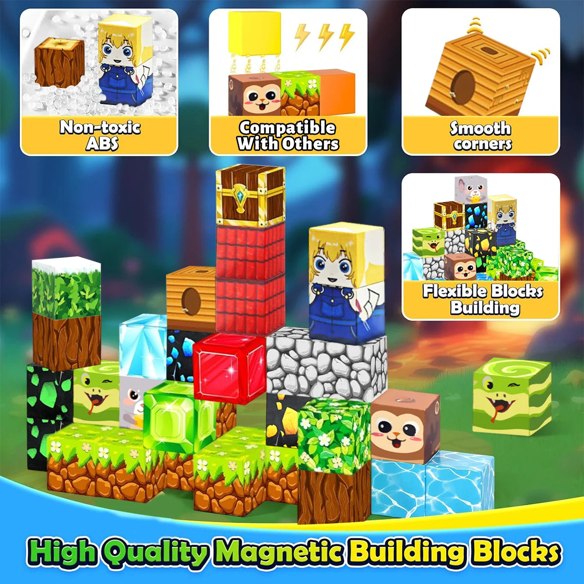 Magnetic building blocks travel set