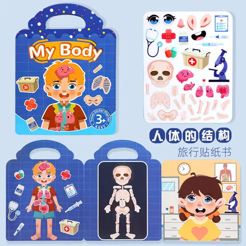 Portable DIY Multi Theme Sticker Play Book