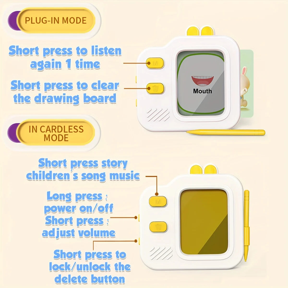 Flash Card Reader with LCD Drawing Pad and Sound