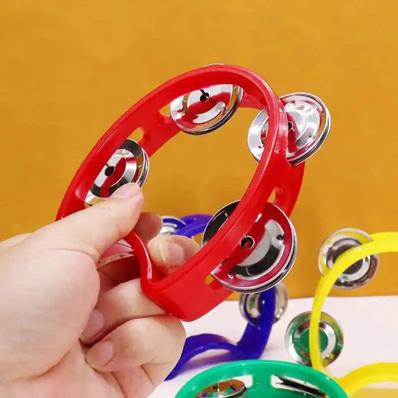 Handheld Tambourine, 4-Bell Rhythm Instrument