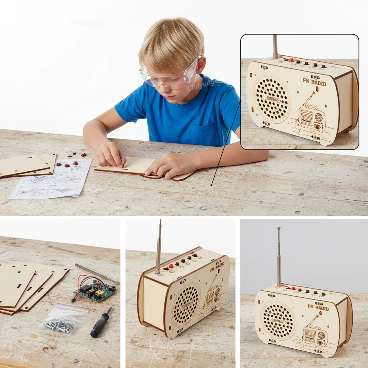 Wonder Build Retro Wooden FM Radio STEM Kit