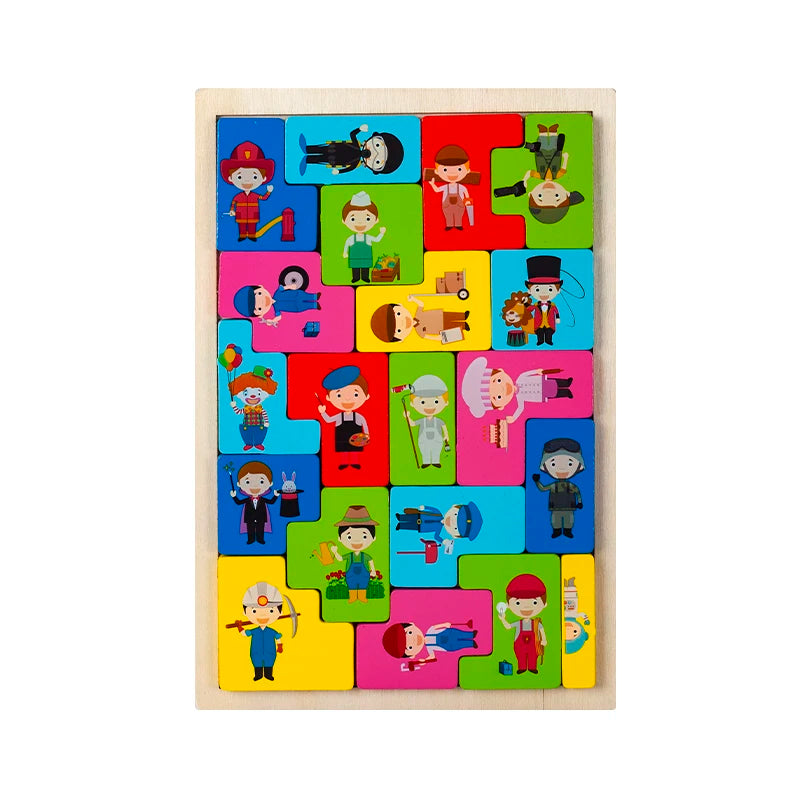 Little Explorers Montessori Wooden Block Puzzle