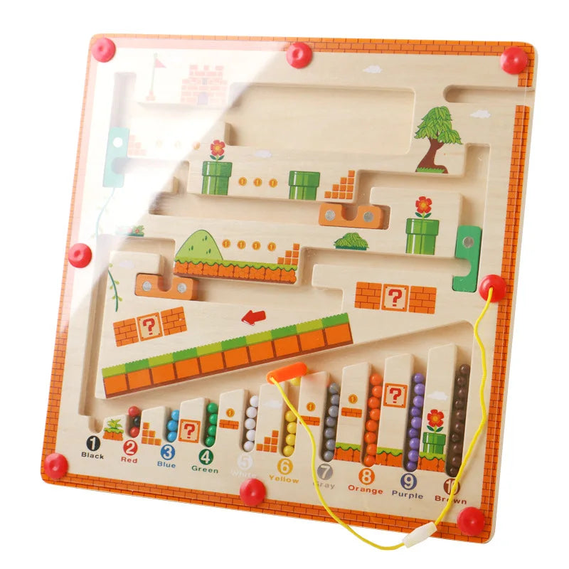 Little Navigators Wooden Magnetic Color Number Maze Activity Board