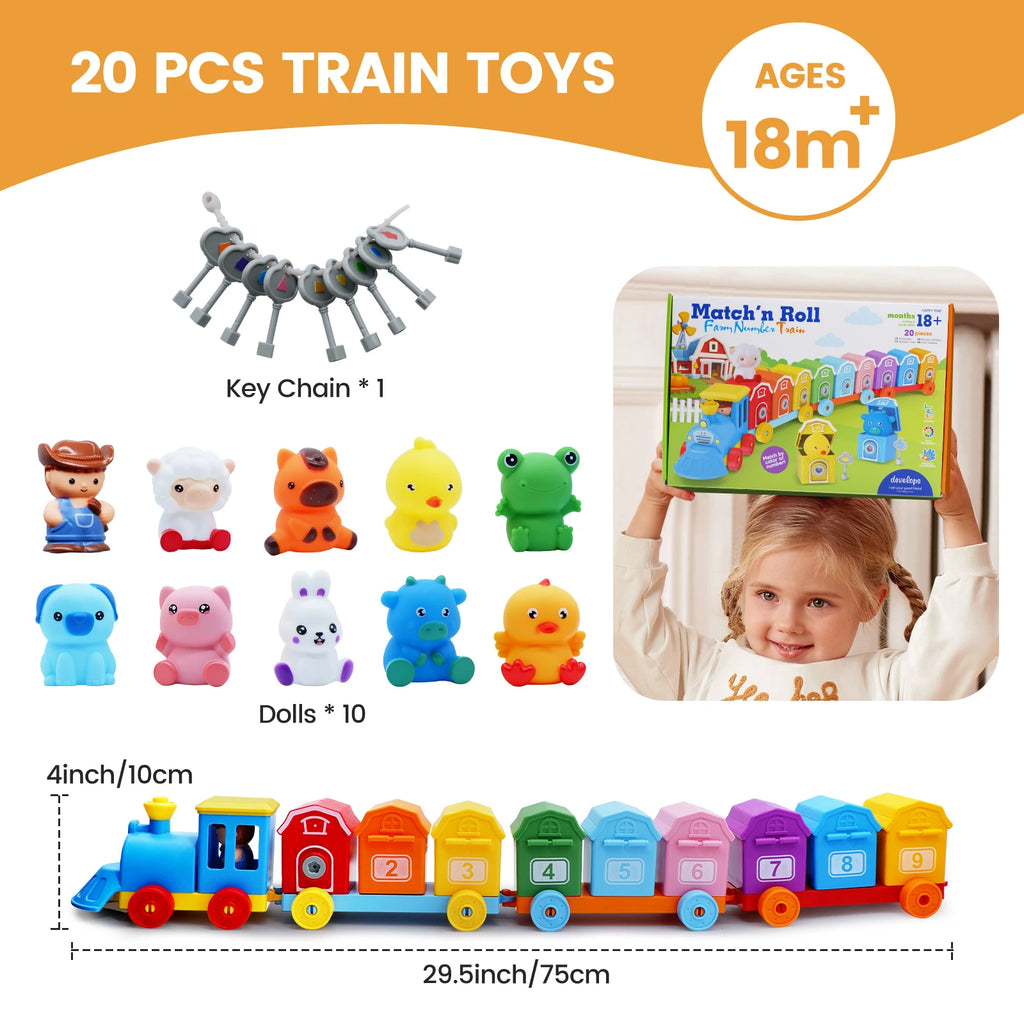 Little Farmers Montessori Farm Train Surprise Counting Match Set