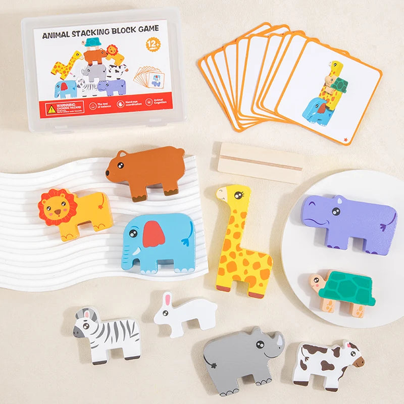 Little Balancers Wooden Animal Shape Match Balance Stack Puzzle