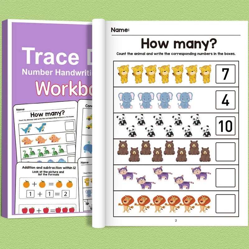 Math Workbook Number Tracing and Addition